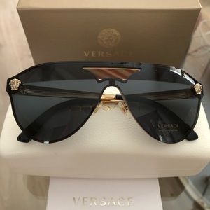 New Versace VE 2161 Black & Gold Sunglasses